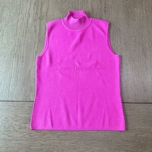 cable & gauge Mock Neck Sleeveless Sweater Vest Size Medium Pink
